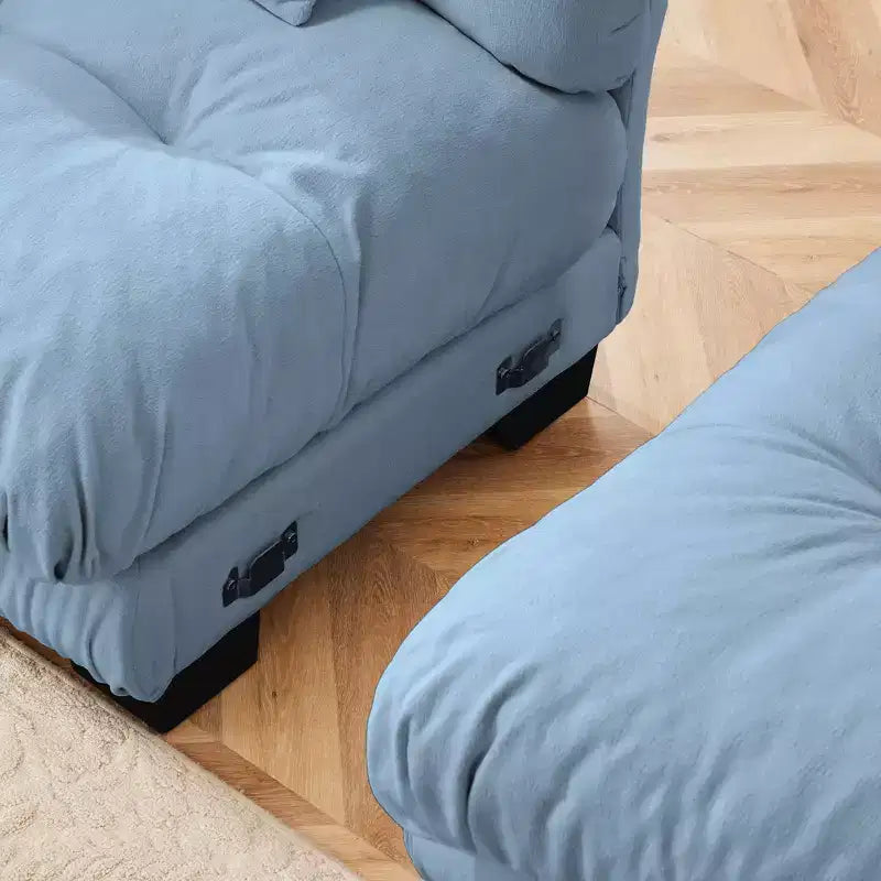 Divano a 2 Posti in Ciniglia con 2 Cuscini Lombari e 2 Cuscini Decorativi, Divano con Braccioli Larghi Imbottiti e Pouf Convertibile, Ciniglia Color Caffè Chiaro