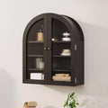 Arched Bathroom Wall Cabinet, Wall Mounted Display Cabinet with Glass Doors & Adjustable Shelves, Medicine Cabinet for Living Room Kitchen