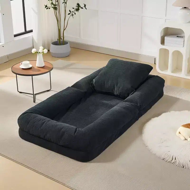 Divano letto pigro regolabile in 5 posizioni da 165 cm, letto imbottito per umani e animali domestici, poltrona reclinabile pieghevole da pavimento