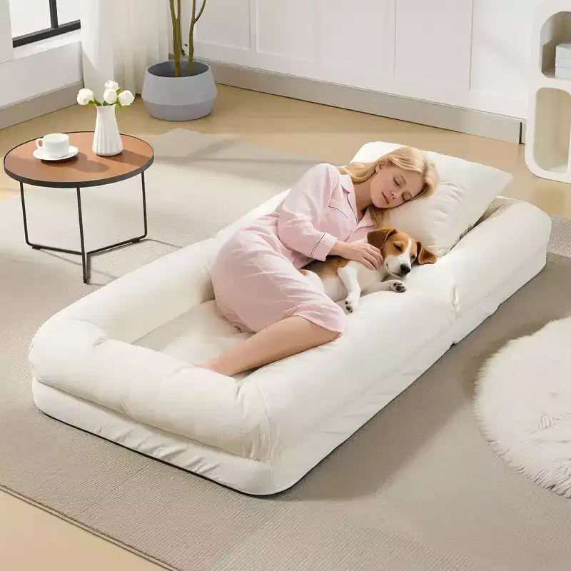 Divano letto pigro regolabile in 5 posizioni da 165 cm, letto imbottito per umani e animali domestici, poltrona reclinabile pieghevole da pavimento