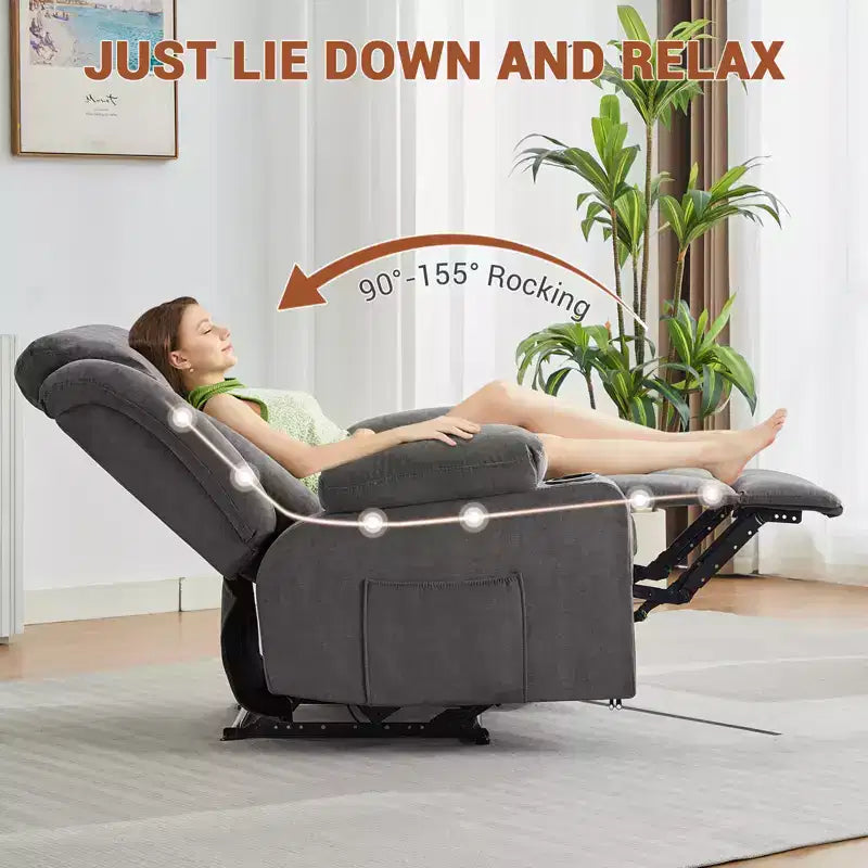 Poltrona reclinabile oversize, poltrona reclinabile manuale con massaggio vibrante e calore, riscaldamento lombare, comodo divano profondo imbottito per soggiorno