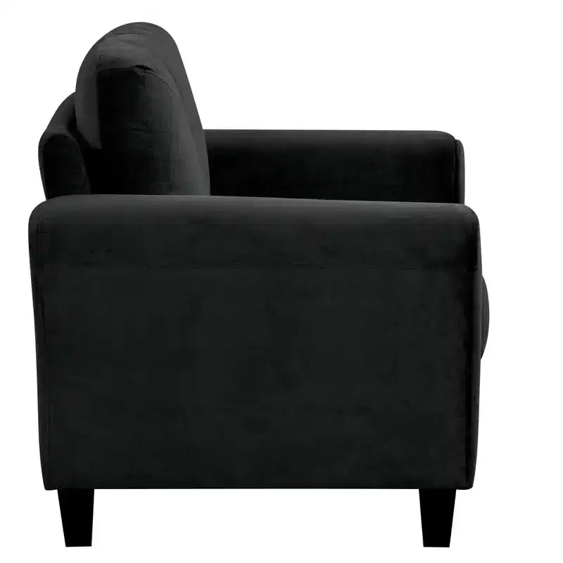 Poltrona singola in velluto 35 L x 32,75 H con schienale trapuntato a bottoni, poltrona moderna per soggiorno, camera da letto, ufficio, nero