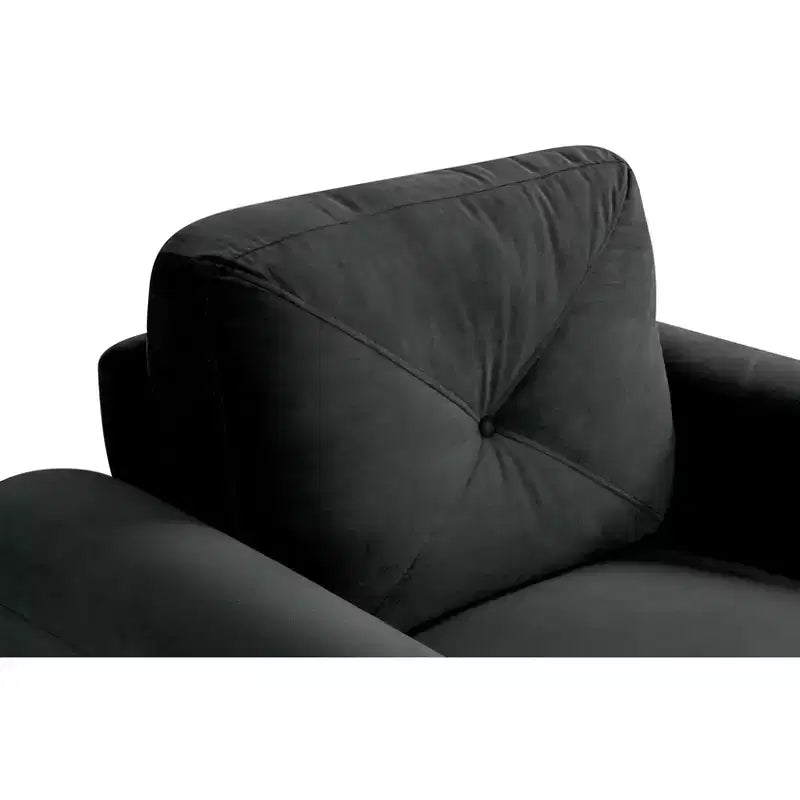 Poltrona singola in velluto 35 L x 32,75 H con schienale trapuntato a bottoni, poltrona moderna per soggiorno, camera da letto, ufficio, nero