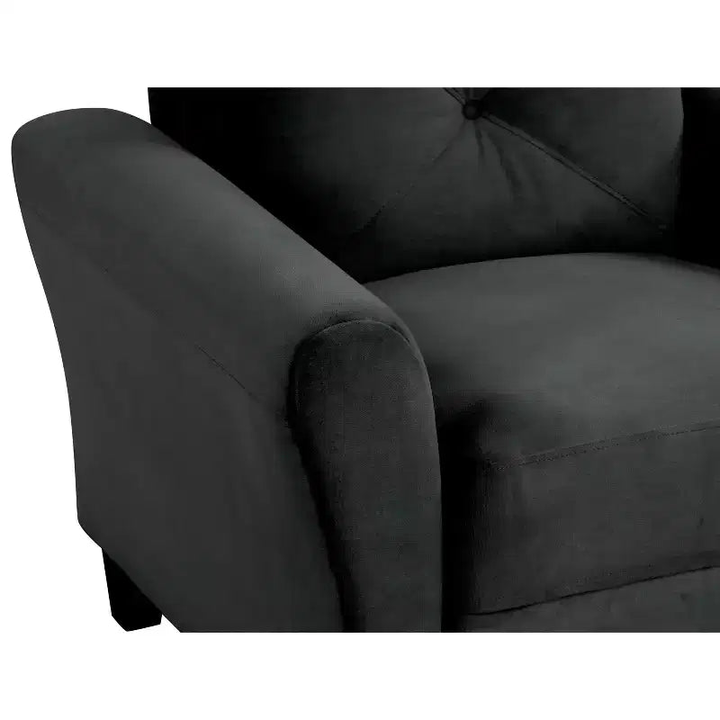 Poltrona singola in velluto 35 L x 32,75 H con schienale trapuntato a bottoni, poltrona moderna per soggiorno, camera da letto, ufficio, nero