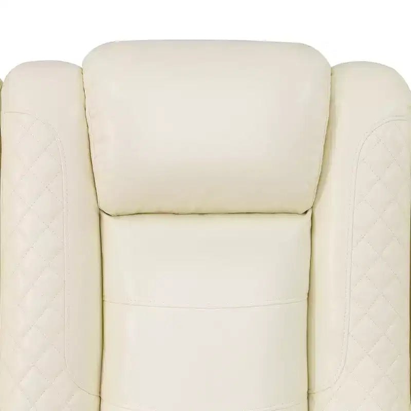 Poltrona Reclinabile Elettrica, Poltrona Reclinabile in Pelle con USB, Contenitore e Portabicchieri per Soggiorno, Bianca