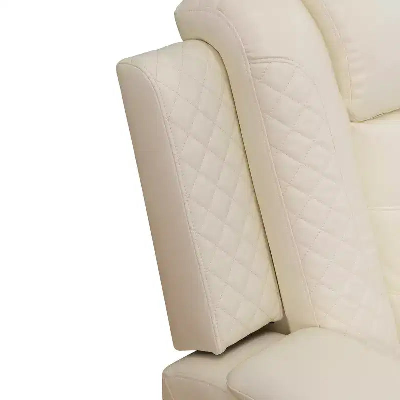 Poltrona Reclinabile Elettrica, Poltrona Reclinabile in Pelle con USB, Contenitore e Portabicchieri per Soggiorno, Bianca
