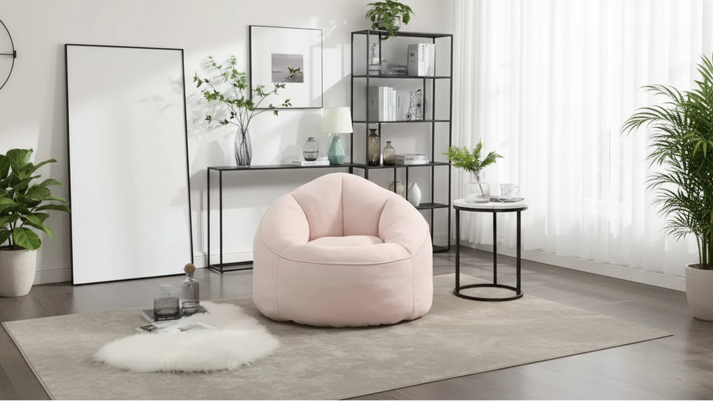 Bean Bag Chair, High-Density Foam Filling Bean Bag Sofa Chairs with Foot Stool, Modern Accent Chair with Ottoman