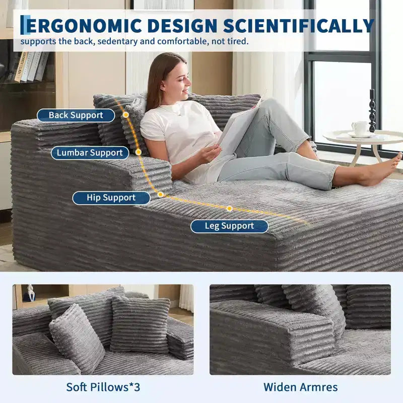 Poltrona allungabile convertibile oversize da 49,2 pollici per interni, divano letto a nuvola con rivestimento in velluto a coste, nessun assemblaggio richiesto, per soggiorno, camera da letto