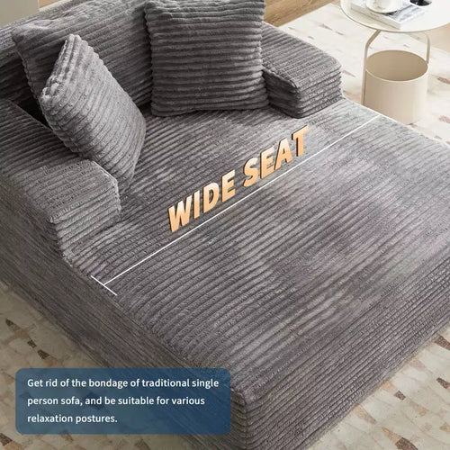 Poltrona chaise longue convertibile oversize da interno da 125 cm, divano a nuvola imbottito in velluto a coste, nessun montaggio richiesto, per soggiorno, camera da letto