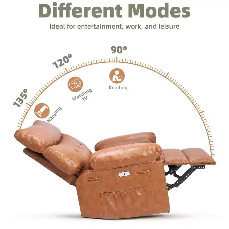 Poltrona a dondolo reclinabile extra-large con massaggio e riscaldamento, rotazione a 360°, con telecomando, portabicchieri e tasche laterali, design ergonomico.