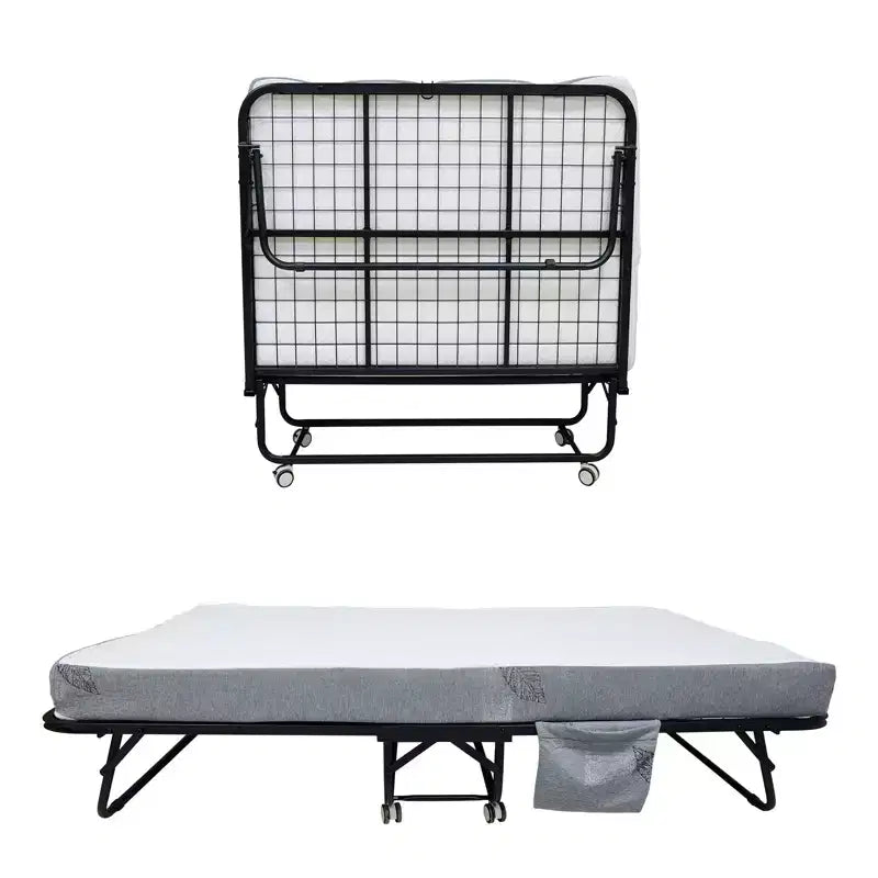 Letto Pieghevole con Materasso, Robusto Telaio in Metallo Supporta 200 kg per Camera degli Ospiti o Ufficio