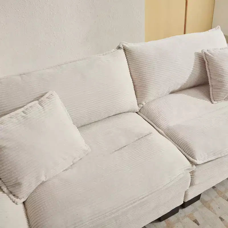 Divano-letto a due posti in velluto a coste, comodo e imbottito, con cuscini, per soggiorno, camera da letto, appartamento o ufficio
