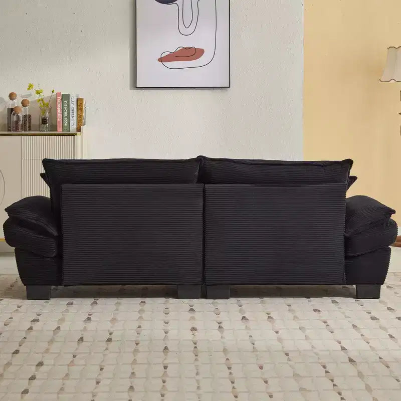 Divano-letto a due posti in velluto a coste, comodo e imbottito, con cuscini, per soggiorno, camera da letto, appartamento o ufficio