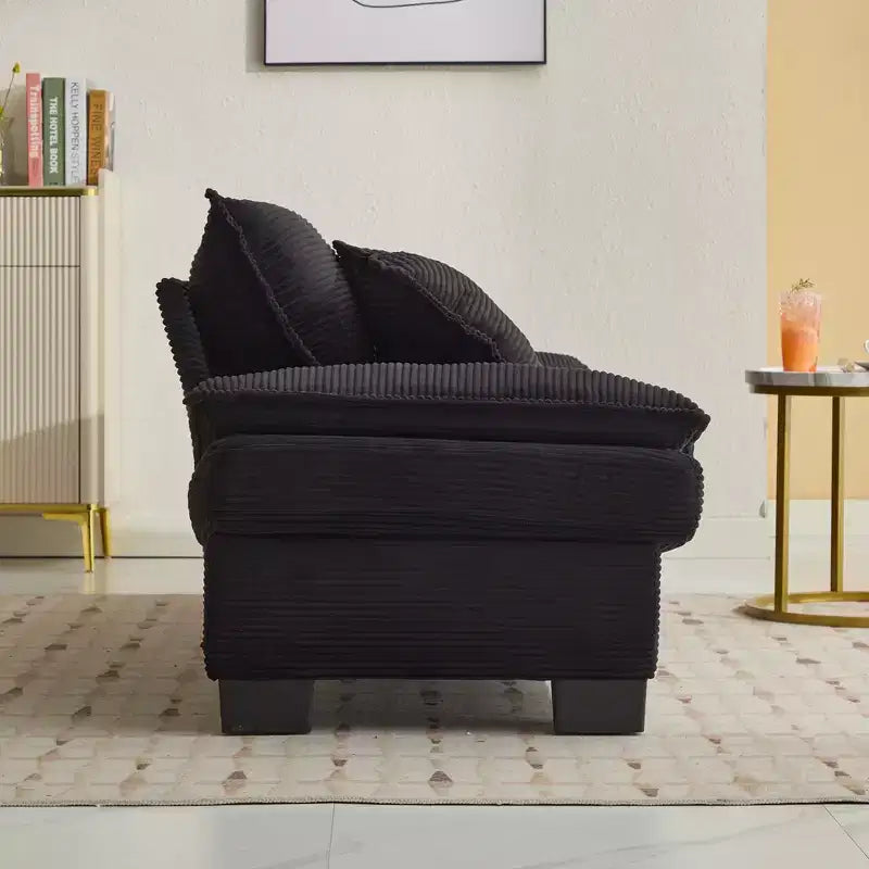 Divano-letto a due posti in velluto a coste, comodo e imbottito, con cuscini, per soggiorno, camera da letto, appartamento o ufficio