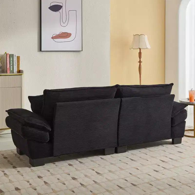 Divano-letto a due posti in velluto a coste, comodo e imbottito, con cuscini, per soggiorno, camera da letto, appartamento o ufficio