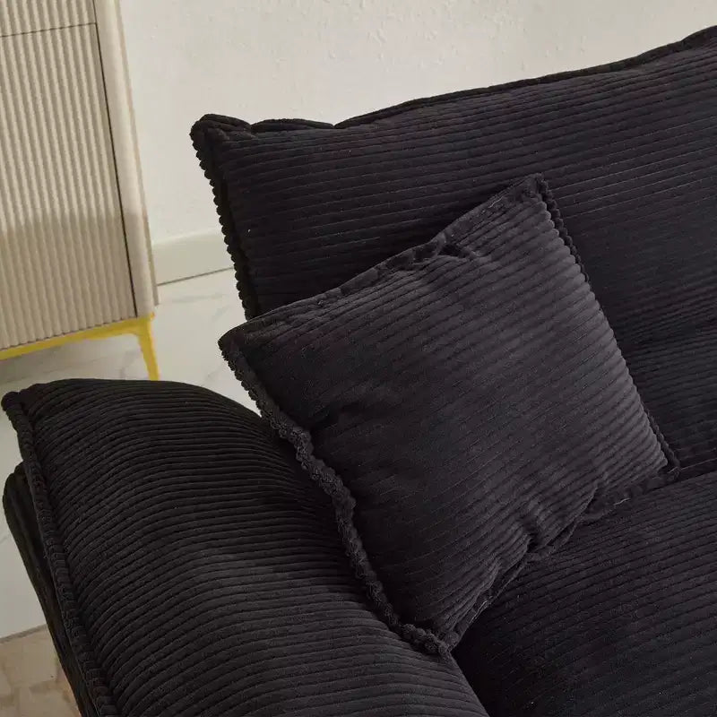 Divano-letto a due posti in velluto a coste, comodo e imbottito, con cuscini, per soggiorno, camera da letto, appartamento o ufficio