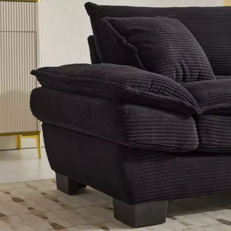 Divano-letto a due posti in velluto a coste, comodo e imbottito, con cuscini, per soggiorno, camera da letto, appartamento o ufficio