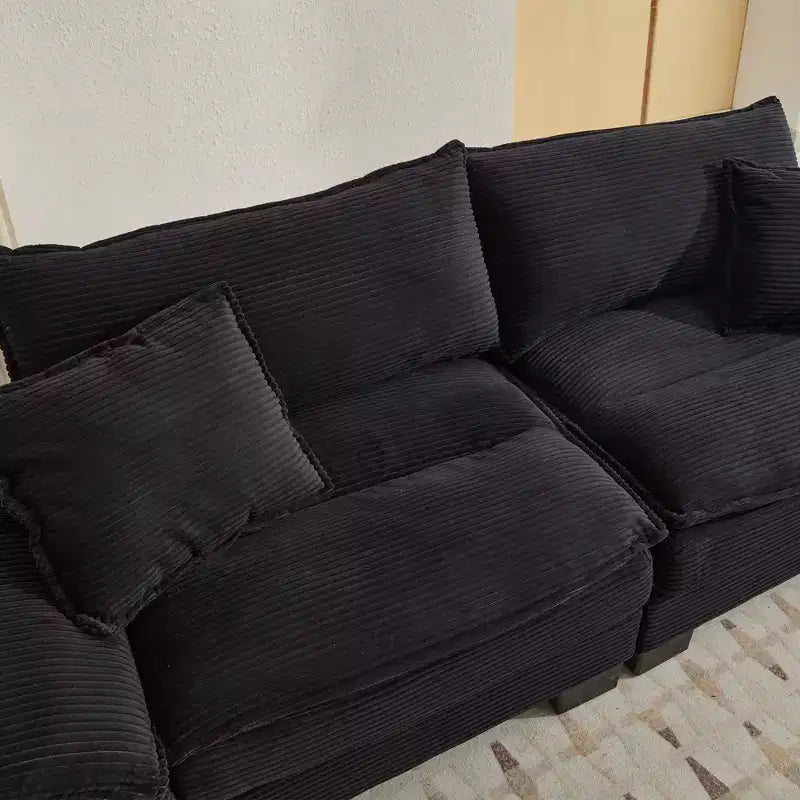 Divano-letto a due posti in velluto a coste, comodo e imbottito, con cuscini, per soggiorno, camera da letto, appartamento o ufficio