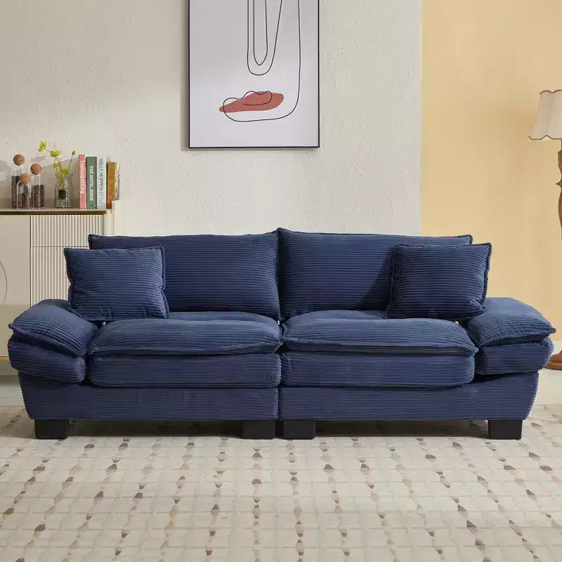 Divano-letto a due posti in velluto a coste, comodo e imbottito, con cuscini, per soggiorno, camera da letto, appartamento o ufficio