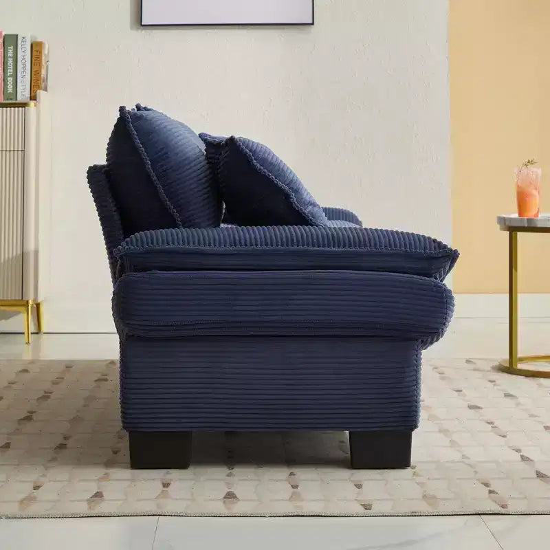 Divano-letto a due posti in velluto a coste, comodo e imbottito, con cuscini, per soggiorno, camera da letto, appartamento o ufficio