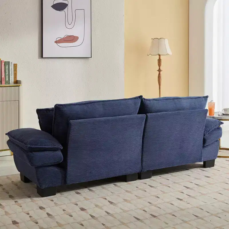 Divano-letto a due posti in velluto a coste, comodo e imbottito, con cuscini, per soggiorno, camera da letto, appartamento o ufficio