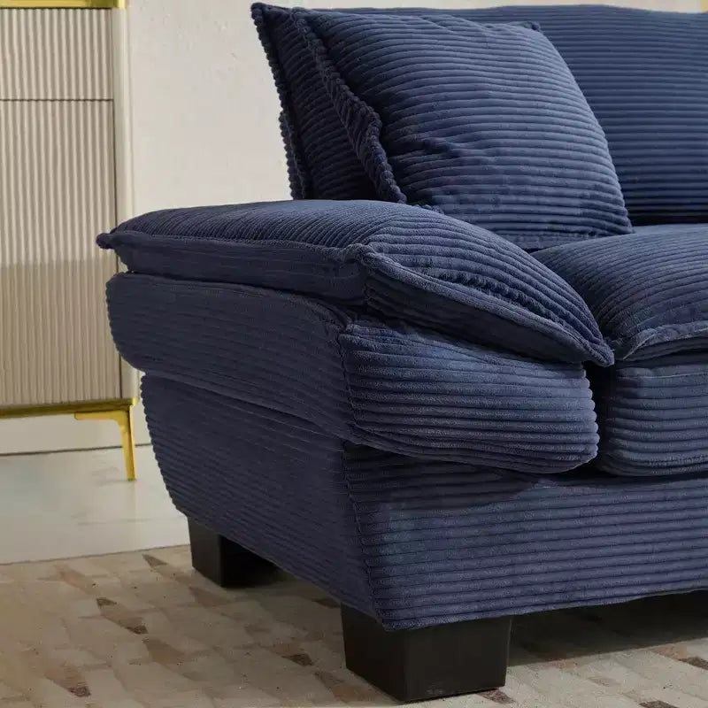 Divano-letto a due posti in velluto a coste, comodo e imbottito, con cuscini, per soggiorno, camera da letto, appartamento o ufficio