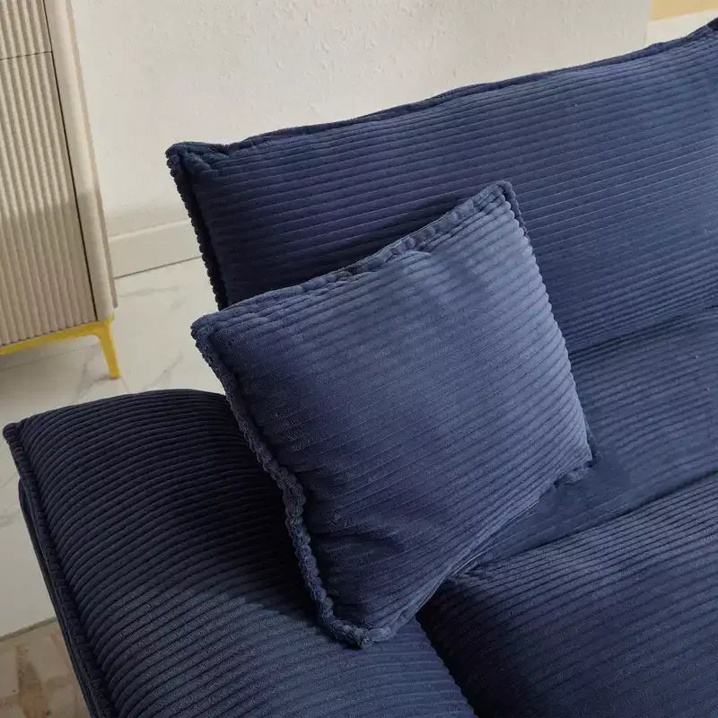 Divano-letto a due posti in velluto a coste, comodo e imbottito, con cuscini, per soggiorno, camera da letto, appartamento o ufficio