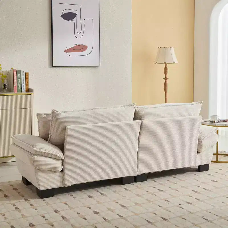 Divano-letto a due posti in velluto a coste, comodo e imbottito, con cuscini, per soggiorno, camera da letto, appartamento o ufficio