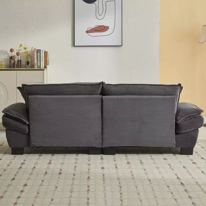 Divano-letto a due posti in velluto a coste, comodo e imbottito, con cuscini, per soggiorno, camera da letto, appartamento o ufficio
