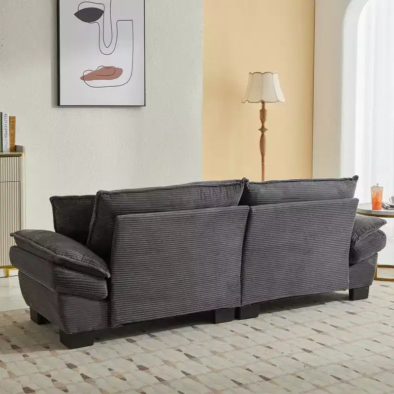 Divano-letto a due posti in velluto a coste, comodo e imbottito, con cuscini, per soggiorno, camera da letto, appartamento o ufficio