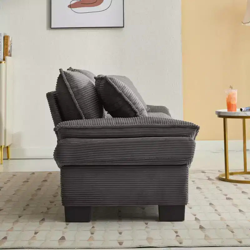 Divano-letto a due posti in velluto a coste, comodo e imbottito, con cuscini, per soggiorno, camera da letto, appartamento o ufficio