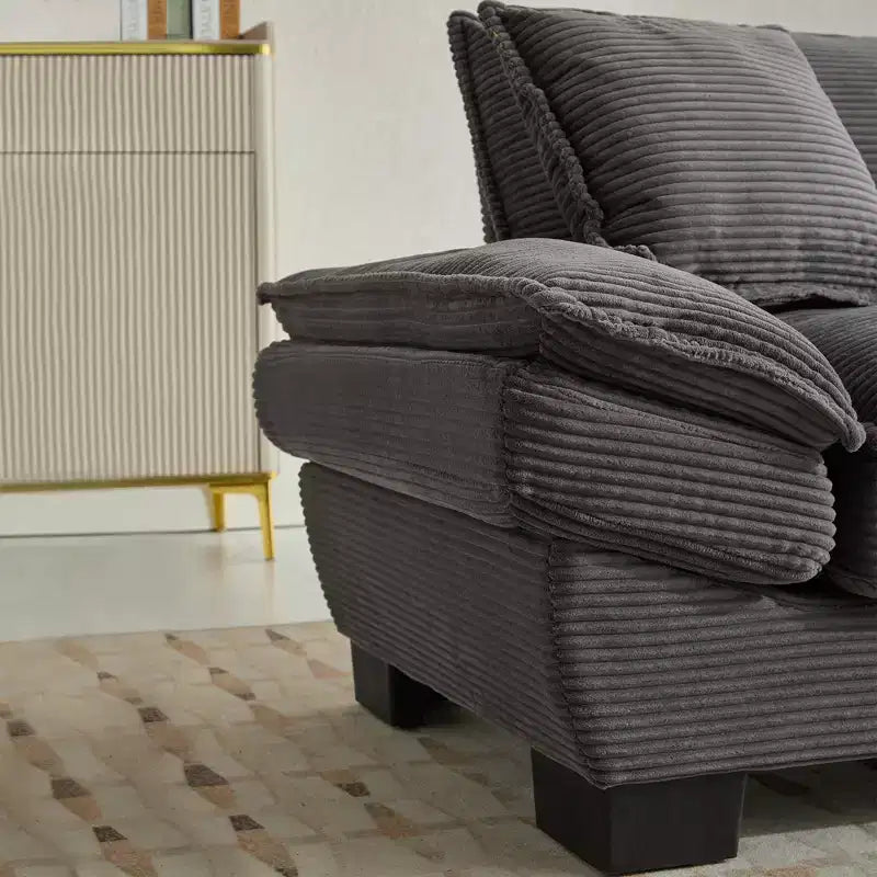 Divano-letto a due posti in velluto a coste, comodo e imbottito, con cuscini, per soggiorno, camera da letto, appartamento o ufficio