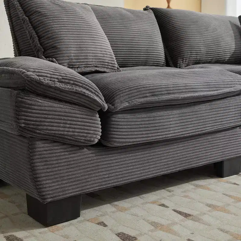 Divano-letto a due posti in velluto a coste, comodo e imbottito, con cuscini, per soggiorno, camera da letto, appartamento o ufficio