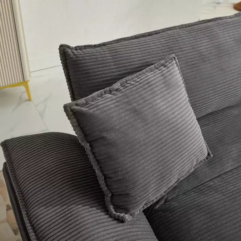 Divano-letto a due posti in velluto a coste, comodo e imbottito, con cuscini, per soggiorno, camera da letto, appartamento o ufficio