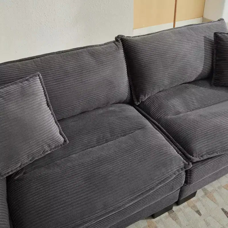 Divano-letto a due posti in velluto a coste, comodo e imbottito, con cuscini, per soggiorno, camera da letto, appartamento o ufficio