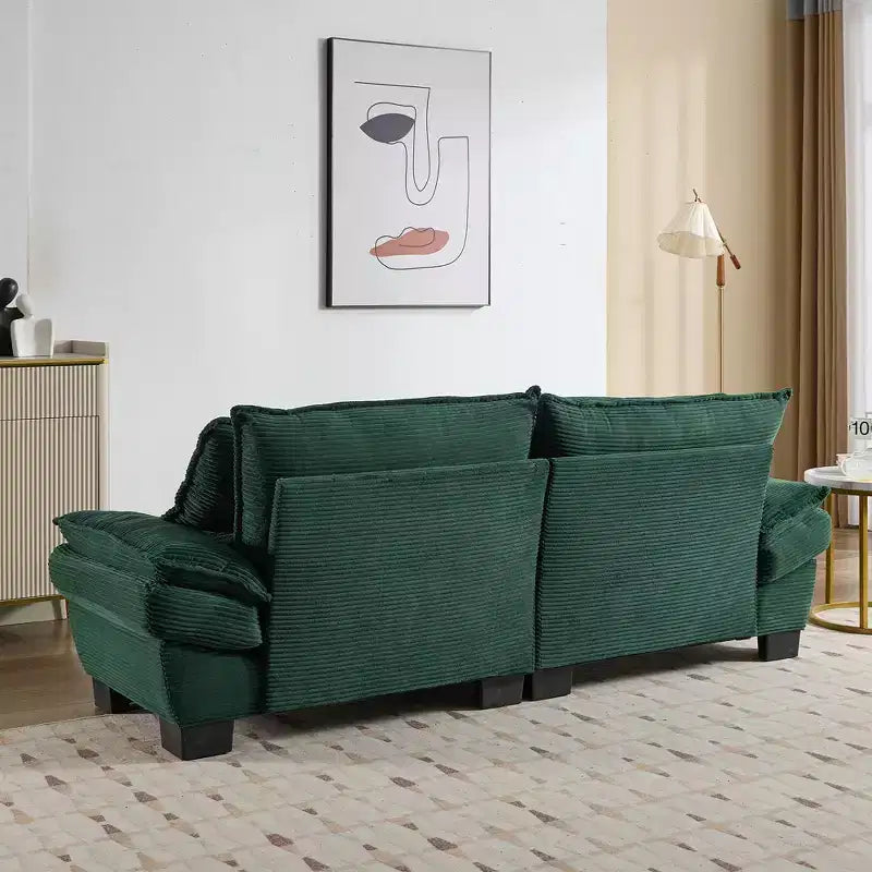 Divano-letto a due posti in velluto a coste, comodo e imbottito, con cuscini, per soggiorno, camera da letto, appartamento o ufficio