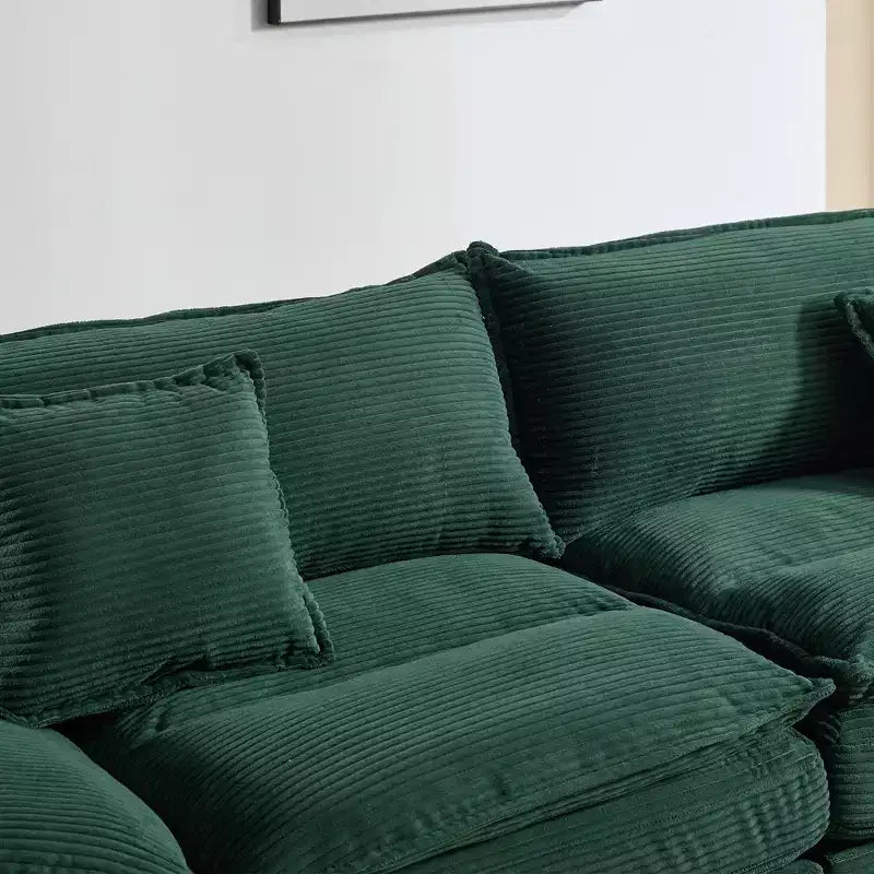 Divano-letto a due posti in velluto a coste, comodo e imbottito, con cuscini, per soggiorno, camera da letto, appartamento o ufficio