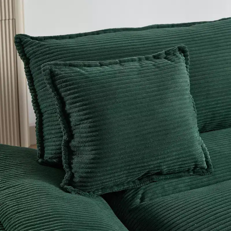 Divano-letto a due posti in velluto a coste, comodo e imbottito, con cuscini, per soggiorno, camera da letto, appartamento o ufficio