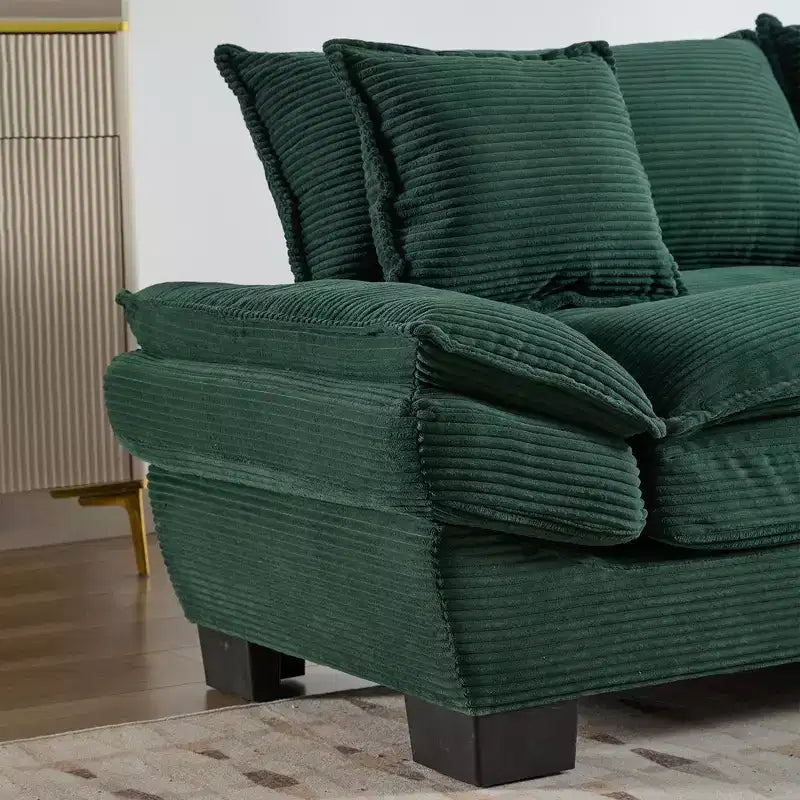 Divano-letto a due posti in velluto a coste, comodo e imbottito, con cuscini, per soggiorno, camera da letto, appartamento o ufficio