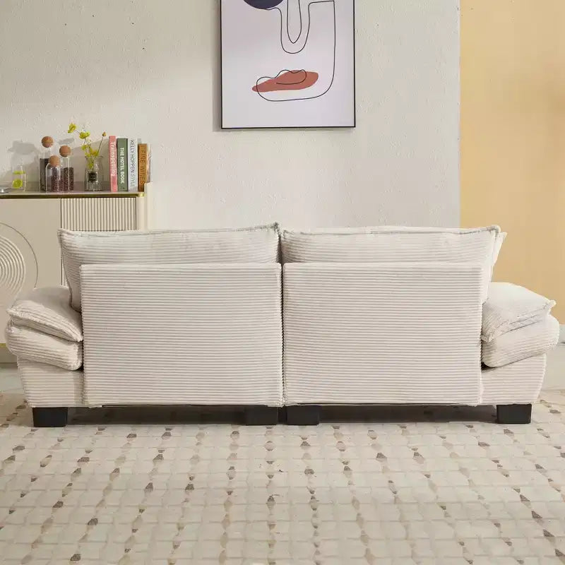 Divano-letto a due posti in velluto a coste, comodo e imbottito, con cuscini, per soggiorno, camera da letto, appartamento o ufficio