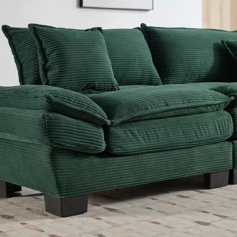 Divano-letto a due posti in velluto a coste, comodo e imbottito, con cuscini, per soggiorno, camera da letto, appartamento o ufficio