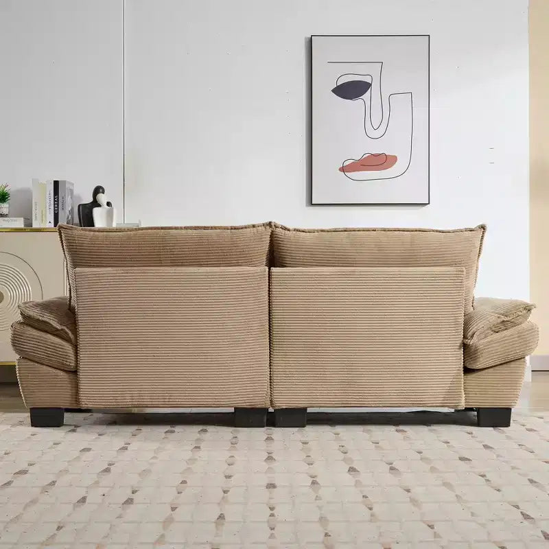 Divano-letto a due posti in velluto a coste, comodo e imbottito, con cuscini, per soggiorno, camera da letto, appartamento o ufficio