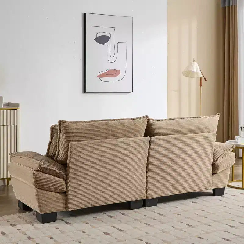 Divano-letto a due posti in velluto a coste, comodo e imbottito, con cuscini, per soggiorno, camera da letto, appartamento o ufficio