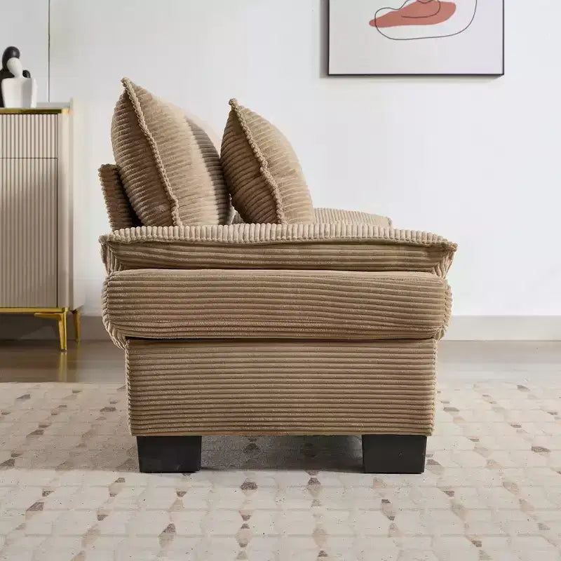 Divano-letto a due posti in velluto a coste, comodo e imbottito, con cuscini, per soggiorno, camera da letto, appartamento o ufficio