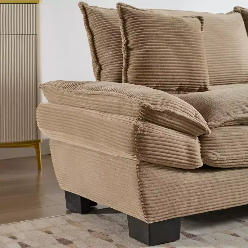Divano-letto a due posti in velluto a coste, comodo e imbottito, con cuscini, per soggiorno, camera da letto, appartamento o ufficio
