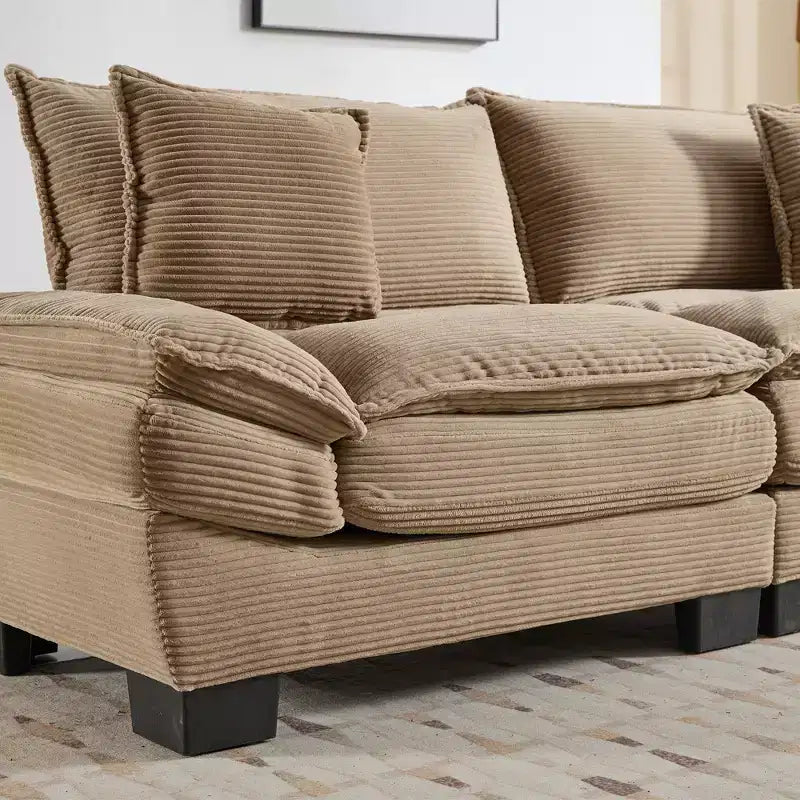 Divano-letto a due posti in velluto a coste, comodo e imbottito, con cuscini, per soggiorno, camera da letto, appartamento o ufficio