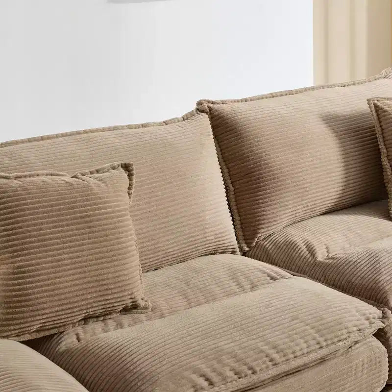 Divano-letto a due posti in velluto a coste, comodo e imbottito, con cuscini, per soggiorno, camera da letto, appartamento o ufficio