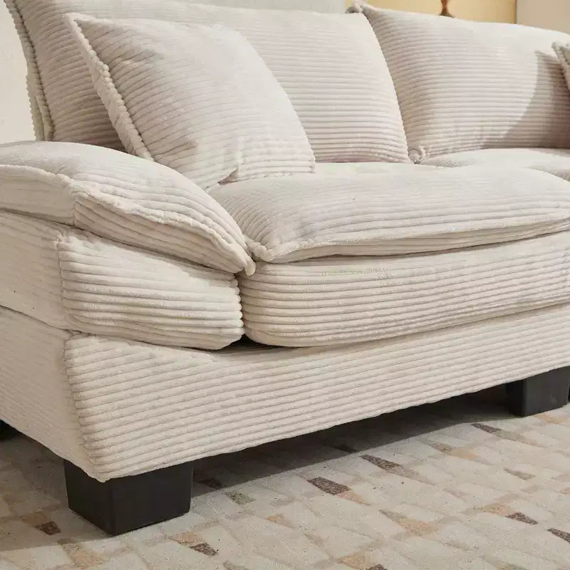 Divano-letto a due posti in velluto a coste, comodo e imbottito, con cuscini, per soggiorno, camera da letto, appartamento o ufficio
