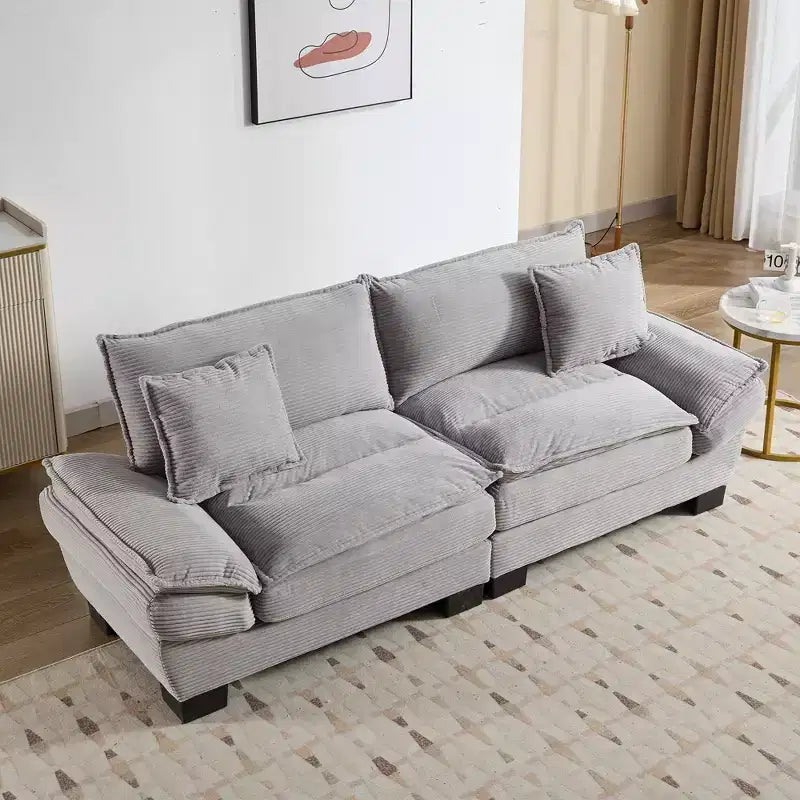 Divano-letto a due posti in velluto a coste, comodo e imbottito, con cuscini, per soggiorno, camera da letto, appartamento o ufficio