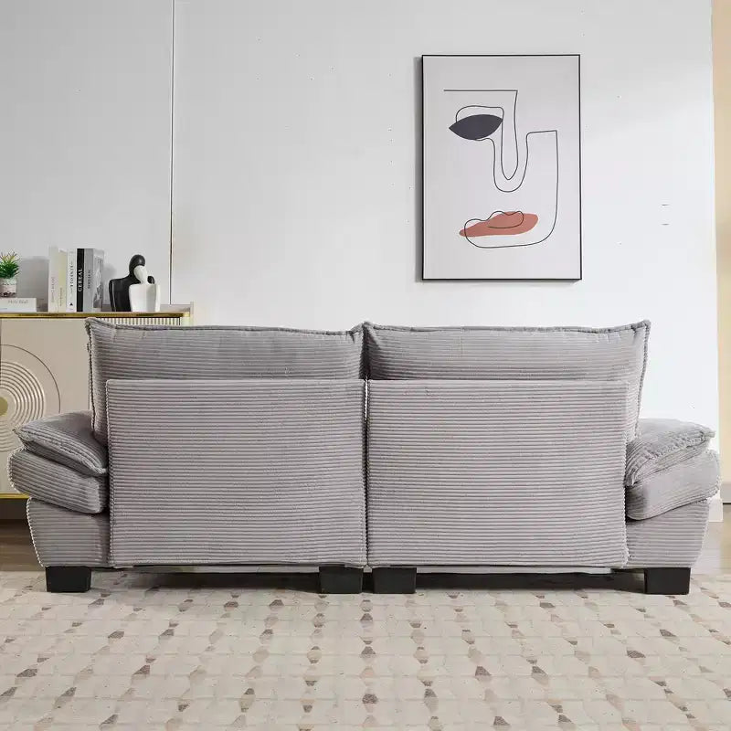 Divano-letto a due posti in velluto a coste, comodo e imbottito, con cuscini, per soggiorno, camera da letto, appartamento o ufficio